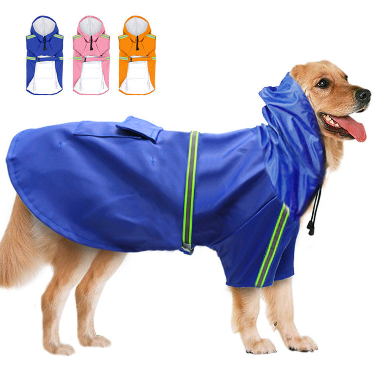 Spring and summer new dog raincoat waterproof cape dog reflective raincoat large dog raincoat